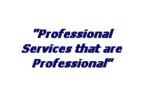 Text Box: "Professional Services that are Professional"
